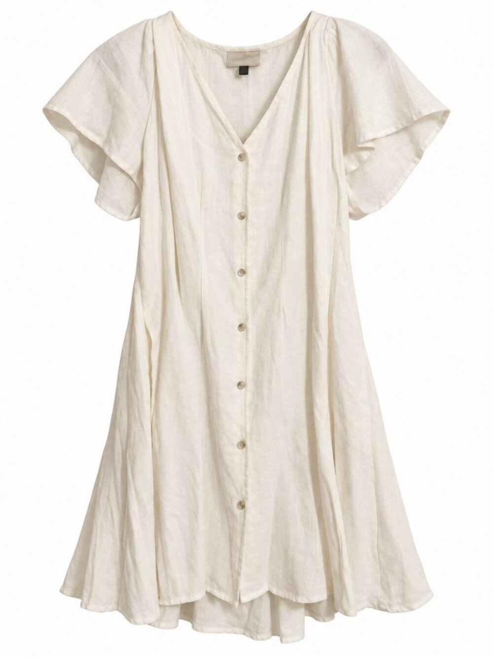 Universal Thread White Button Front Flutter Sleeve Dress